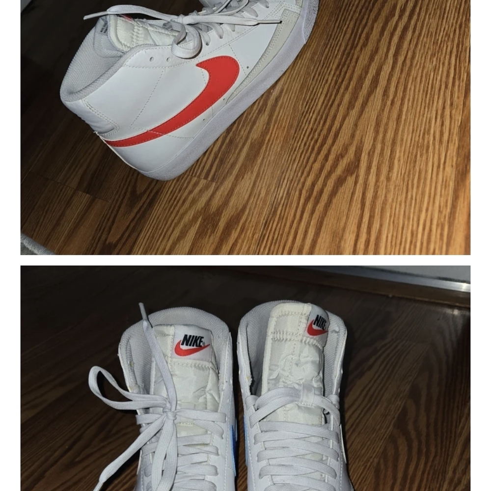 Nike White and Red High-Top Sneakers